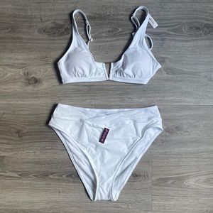 Brand new white bikini! Never worn, medium top and matching large bottom